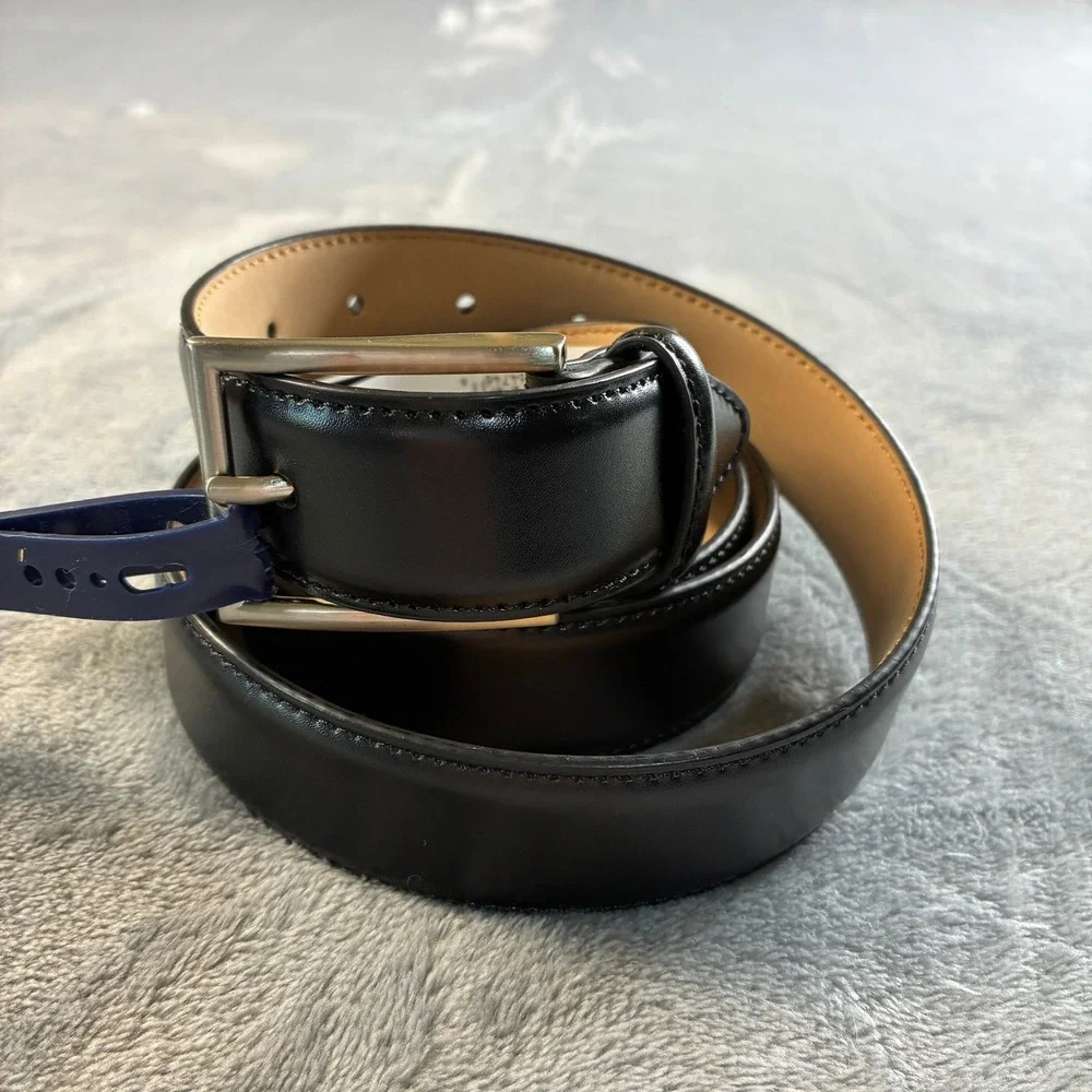 NWT Saddlebred Men's  XL 42-44 Black Coated Leather Dress Belt‎ 11BK010005